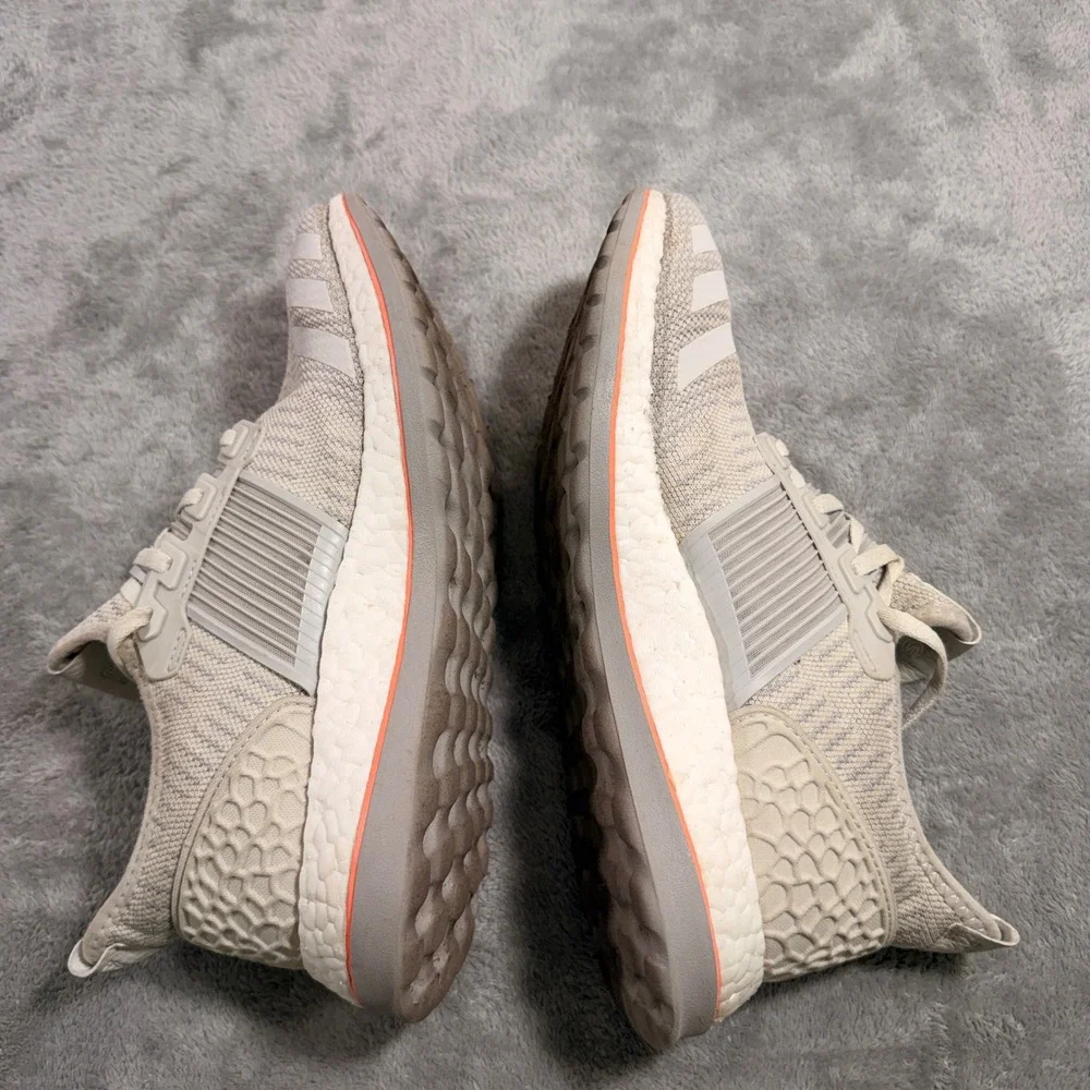 Adidas PureBoost ZG Mens 10.5 Tan Running Shoes AQ6765 Orange Trim Low Top